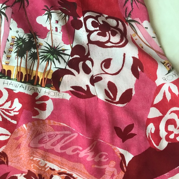 50s-60’s Vibe Jams World Empire Style Ladies Aloha Print Red/Pink sz Med Dress - Picture 4 of 6